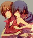  1girl ama_(limit) bad_id bad_pixiv_id blue_hair brown_hair couple hetero kaito meiko short_hair vocaloid 