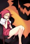  bad_id bad_pixiv_id blonde_hair bloody_hood_(psg) blue_eyes dean gal_ghoul_(psg) ghost_(psg) highres hood legs little_red_riding_hood panty_&amp;_stocking_with_garterbelt short_hair sitting solo 