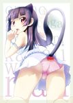  animal_ears animal_print ass back-print_panties bear_panties bear_print cat_ears cat_tail dress fang gokou_ruri highres kneeling long_hair looking_back mole mole_under_eye ore_no_imouto_ga_konna_ni_kawaii_wake_ga_nai panties pink_panties print_panties shinohara_yuuji solo strap_slip sundress tail underwear 