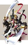  armor board_game braid japanese_armor katahira_masashi katana long_hair oni original shougi solo sword weapon 
