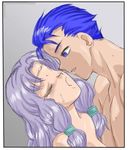  blue_eyes blue_hair blush circlet couple crack_pairing eyes_closed fire_emblem fire_emblem:_rekka_no_ken fire_emblem_blazing_sword florina florina_(fire_emblem) hector hector_(fire_emblem) incipient_kiss long_hair nintendo nude open_mouth pegasus_knight purple_hair short_hair sweat 