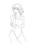  amagami candy competition_swimsuit food greyscale lineart lollipop monochrome one-piece_swimsuit ponytail solo swimsuit tamago_(yotsumi_works) tsukahara_hibiki 