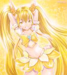  bad_id bad_pixiv_id bow choker cure_sunshine hair_ribbon heartcatch_precure! long_hair magical_girl mayo_riyo myoudouin_itsuki orange_choker precure ribbon skirt solo twintails very_long_hair yellow yellow_background yellow_bow yellow_eyes yellow_skirt 