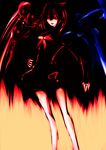  asymmetrical_wings bad_id bad_pixiv_id bare_legs black_dress bow bowtie dress houjuu_nue long_sleeves looking_at_viewer red_bow red_neckwear solo standing touhou violence_kumahina wings 