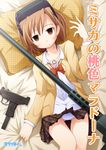  anti-materiel_rifle bed_sheet brown_eyes brown_hair empty_eyes gun head_mounted_display heart jewelry lying mini_uzi misaka_imouto misaka_imouto_10032 necklace nyo43 panties pillow plaid plaid_skirt rifle sheet_grab skirt sniper_rifle solo striped striped_panties submachine_gun to_aru_majutsu_no_index translated underwear weapon 