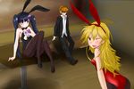  animal_ears blush brief_(character) brief_(psg) bunny_girl bunnysuit fishnet_pantyhose fishnets highres panty_&amp;_stocking_with_garterbelt panty_(character) panty_(psg) pantyhose smile stocking_(character) stocking_(psg) wink 