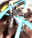 cloud energy_beam fire flying laser mecha no_humans okka_(okka0918) solo vic_viper_(z.o.e) zone_of_the_enders zone_of_the_enders_2 