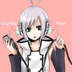  ahoge aqua_eyes bad_id bad_pixiv_id detached_sleeves gogoma_(yth) headphones male_focus popped_collar silver_hair solo utatane_piko vocaloid 