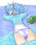  bad_id bad_pixiv_id blue_hair futomashio hair_bobbles hair_ornament highres kawashiro_nitori lying on_stomach one-piece_swimsuit school_swimsuit short_hair solo swimsuit swimsuit_under_clothes touhou twintails two_side_up white_school_swimsuit white_swimsuit 