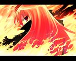  bad_id bad_pixiv_id cape fire looking_back red_eyes red_hair shakugan_no_shana shana solo unkoku_kishirewo vector_trace 