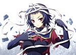  bandages blue_hair bodysuit medaka_box naze_youka red_eyes school_uniform short_hair solo soritari syringe torn_clothes 