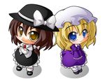  bad_id bad_pixiv_id blonde_hair blue_eyes brown_hair chibi hat long_hair maribel_hearn multiple_girls shinjitsu short_hair touhou usami_renko yellow_eyes 