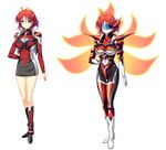  justice_blade justice_blade_3 magical_girl miniskirt official_art red_hair sentai short_hair skirt tendou_juri uniform visor 