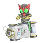  bodysuit chibi clenched_hands full_body gauntlets kamen_rider kamen_rider_ooo kamen_rider_ooo_(series) kyuraa_(kyura9een) ridevendor simple_background vending_machine white_background 