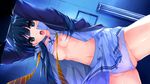  blue_eyes blue_hair blue_panties blush breasts game_cg hasekura_airi long_hair medium_breasts misaki_kurehito navel nipples non-web_source open_clothes open_mouth panties school_uniform solo spread_legs underwear ushinawareta_mirai_wo_motomete 