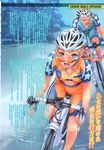  1girl bicycle bike_shorts blue_eyes comic_megastore fingerless_gloves gloves ground_vehicle helmet imageboard_sample nishieda riding spandex 