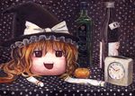  blonde_hair clock food fruit kabaji kirisame_marisa no_humans oil_painting_(medium) orange touhou wine yukkuri_shiteitte_ne 