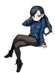  crossed_legs kamen_rider kamen_rider_ooo_(series) kuroshin long_hair mezul pantyhose sitting solo 