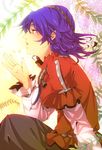  bad_id bad_pixiv_id flower highres kiguchiko lips mirror nature petals purple_hair red_eyes short_hair solo touhou wisteria yasaka_kanako 