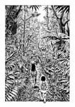  backpack bad_id bad_pixiv_id bag forest greyscale jungle monochrome multiple_girls nature original shirakaba tree 