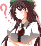  bad_id bad_pixiv_id black_hair bow cafe_choco green_bow hair_bow long_hair red_eyes reiuji_utsuho solo third_eye touhou 