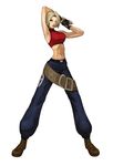  armpits bare_shoulders belt blonde_hair blue_mary boots breasts fatal_fury fingerless_gloves gloves halterneck loose_belt medium_breasts midriff nona short_hair solo the_king_of_fighters 