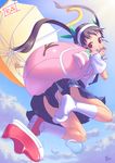  bakemonogatari hachikuji_mayoi monogatari_(series) panties piro_(orip) red_eyes shoes single_shoe skirt snail socks solo tears umbrella underwear upskirt work_in_progress 