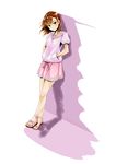  brown_eyes brown_hair casual highres hooded_top legs misaka_mikoto open_toe_shoes pleated_skirt sandals shoes short_hair skirt solo takon34 to_aru_kagaku_no_railgun to_aru_majutsu_no_index 