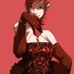  animal_print cup dress drinking_glass elbow_gloves falcoon gloves leopard_print red_hair solo the_king_of_fighters vanessa_(king_of_fighters) wine_glass 