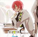  bad_id bad_pixiv_id bag classroom desk green_eyes inazuma_eleven inazuma_eleven_(series) kiyama_hiroto male_focus pen red_hair school_uniform solo suou 