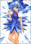  blue_eyes blue_hair bow cirno hair_bow marker_(medium) pastel_(medium) short_hair solo touhou traditional_media yadokari_genpachirou 