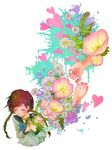  bad_id bad_pixiv_id blush braid daisy flower hands heart original ryouga_(fm59) school_uniform solo tears twintails 