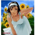  bent_over breasts cleavage dress flower headband kazama_jun lowres milf namco official_art short_hair sunflower tekken 