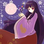  bad_id bad_pixiv_id branch dress full_moon hands_together houraisan_kaguya jeweled_branch_of_hourai light_smile long_hair moon nishi_masakazu no_nose own_hands_together purple_hair red_eyes solo touhou very_long_hair wide_sleeves 