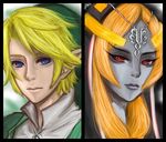  1girl 716 bad_id bad_pixiv_id front_ponytail grey_skin headdress link long_hair midna midna_(true) orange_hair pointy_ears red_eyes spoilers the_legend_of_zelda the_legend_of_zelda:_twilight_princess 