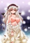 blush breasts detached_sleeves doll_joints large_breasts long_hair nipples red_eyes rozen_maiden silver_hair sketch solo suigintou topless tousen underskirt 
