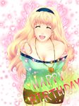  bad_id bad_pixiv_id blonde_hair breasts cleavage closed_eyes hairband heart highres jewelry large_breasts long_hair macross macross_frontier maya_(many_pictures) necklace open_mouth sheryl_nome solo 