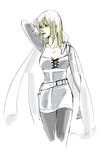  adjusting_hair belt blonde_hair cape elza female gensou_suikoden gensou_suikoden_ii long_hair pants scar solo suikoden suikoden_ii ume_tama white_background 