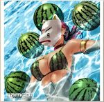  bikini floating food fox_mask fruit kunimitsu_(tekken) lowres mask melon namco official_art pink_hair swimsuit tekken watermelon 