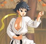  bad_id bad_pixiv_id black_eyes black_hair breasts cleavage dougi flipped_hair karate_gi large_breasts makoto_(street_fighter) open_clothes open_shirt shirt short_hair shun_(artist) solo street_fighter street_fighter_iii_(series) street_fighter_iv_(series) 