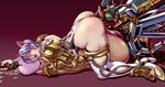  1girl animal_ears armor ass cat_ears cum futanari gauntlets highres huge_penis huge_pussy insertion isabella_valentine large_insertion mikoyan naughty_face nekomimi newhalf object_insertion open_mouth penis purple_hair purple_lips short_hair solo soul_calibur soulcalibur_iii sword thighhighs tongue urethra urethral urethral_insertion vaginal weapon what what_the_fuck? white_legwear white_thighhighs 