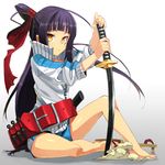  bad_id bad_pixiv_id belt is_ii kunai original sitting solo sword weapon 