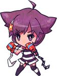  bright_pupils chain chibi criminal_girls full_body ichihaya sako_(criminal_girls) solo striped striped_legwear thighhighs transparent_background 