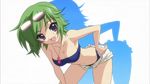  :d artist_request bandeau bent_over breasts cleavage fang green_hair hand_on_hip medium_breasts midriff navel open_fly open_mouth panties purple_eyes shadow short_hair shorts smile solo sunglasses tantei_opera_milky_holmes thighs unbuttoned underwear unzipped whistle zenigata_tsugiko 