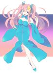  bad_id bad_pixiv_id bare_shoulders blue_eyes dress eterno fingernails from_above gundam gundam_seed hair_ornament highres lacus_clyne long_hair nail_polish open_mouth pink_hair pink_nails shoes solo twintails 