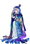  alternate_costume gradient_hair hat kamishirasawa_keine long_hair monicanc multicolored_hair red_eyes solo tarot touhou 