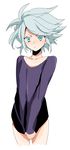  bad_id bad_pixiv_id blue_eyes blush hinabu inazuma_eleven inazuma_eleven_(series) male_focus otoko_no_ko shirt_pull solo suzuno_fuusuke white_hair 