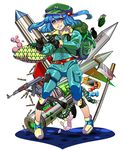  bad_id bad_pixiv_id blue_eyes blue_hair condom gloves gun hair_bobbles hair_ornament handheld_game_console kawashiro_nitori mishina_(1204222) pinky_out playstation_portable rifle short_hair solo touhou twintails two_side_up weapon 
