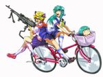  :d :o adidas animal_ears back-to-back bad_id bad_pixiv_id basket bicycle bicycle_basket blue_skirt brown_eyes brown_hair cat_ears cat_tail chen chibi dual_persona error fang frog_hair_ornament green_eyes ground_vehicle gun hair_ornament hat highres in_basket junkei kneehighs kochiya_sanae long_hair looking_away looking_back machine_gun mob_cap multiple_girls multiple_riders multiple_tails neckerchief nike open_mouth pleated_skirt product_placement purple_skirt riding school_uniform serafuku shoes short_hair sidelocks simple_background sitting skirt smile snake tail touhou weapon white_background wing_collar yellow_eyes 