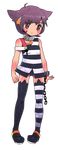  criminal_girls full_body highres ichihaya multicolored multicolored_clothes multicolored_legwear official_art sako_(criminal_girls) solo striped striped_legwear thighhighs transparent_background two-tone_legwear 